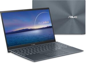 ASUS ZenBook 14 Ultra-Slim Laptop 14” FHD Display, AMD Ryzen 5 5600H CPU, Radeon Vega 7 Graphics, 8GB RAM, 512GB PCIe SSD, NumberPad, Windows 11 Home, Pine Grey, UM425QA-EH51